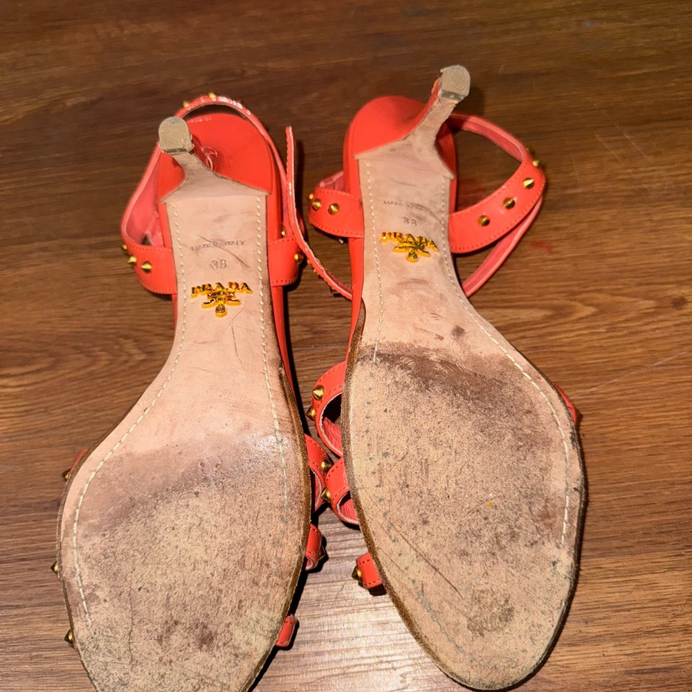Prada Women's Coral Studded Sandals - Picture 2 of 7